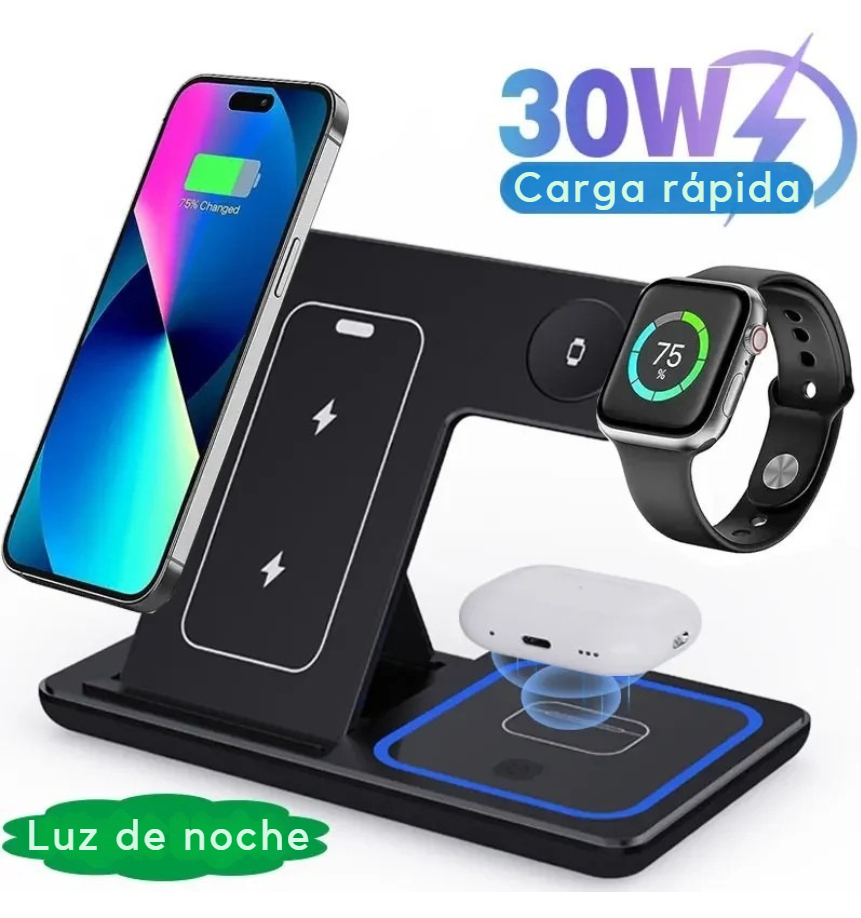 ⚡ Cargador Inalámbrico 3‑en‑1 Plegable – KEYMARA