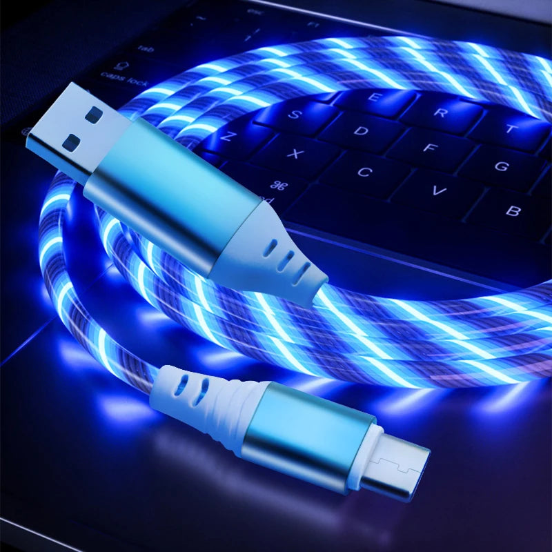 Cable LED MVQF 5 A USB‑C/Micro‑USB de carga rápida – KEYMARA